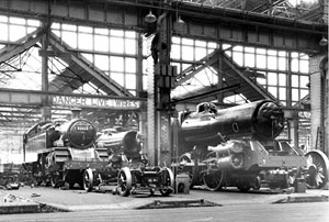 82023, 82025 and 82028 under construction in Swindon Erecting shop. 31st October 1954